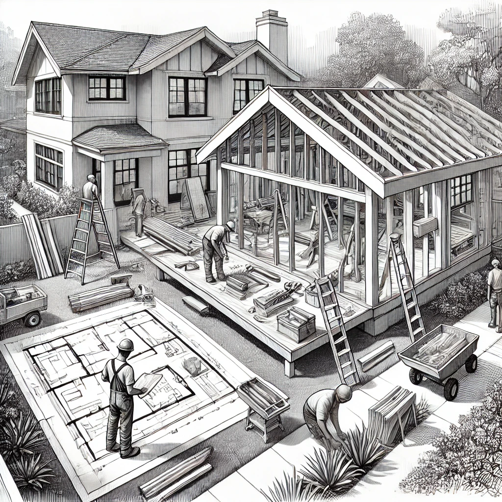 An illustration of an ADU in the construction phase