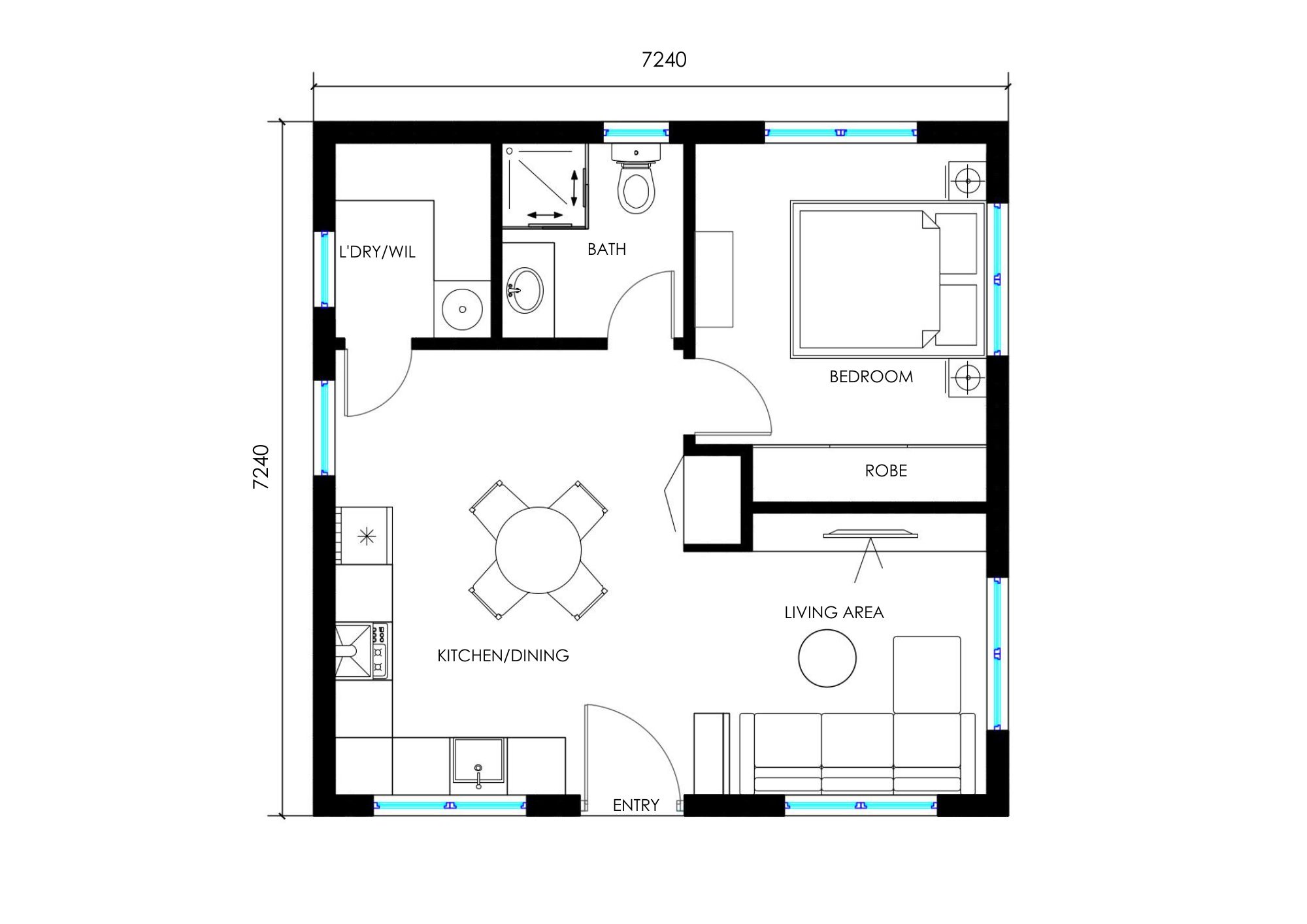 500sqft adu plan square design