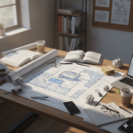 site plan on desk