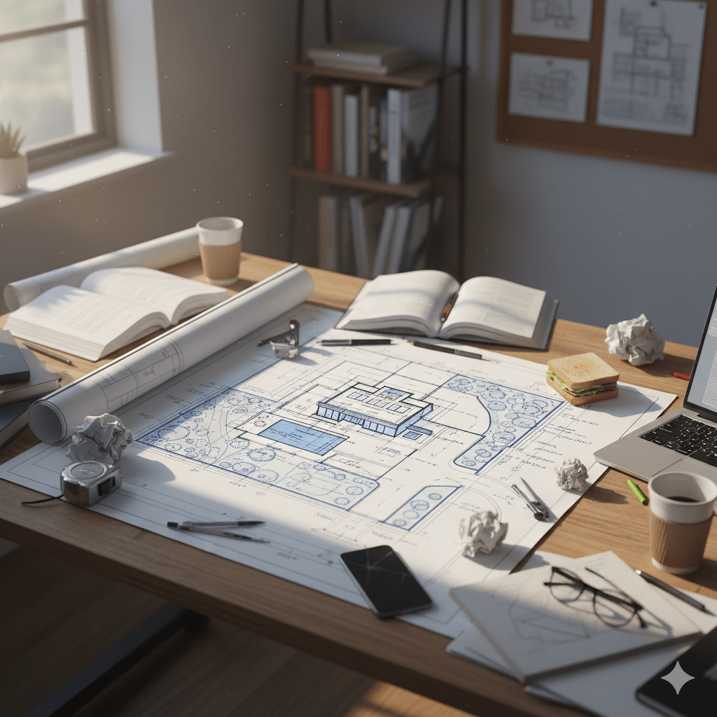site plan on desk